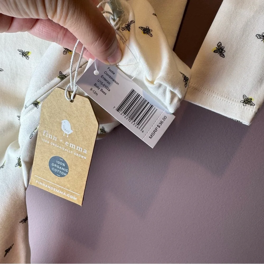 NWT Finn + Emma Busy Bees Footie 9-12M